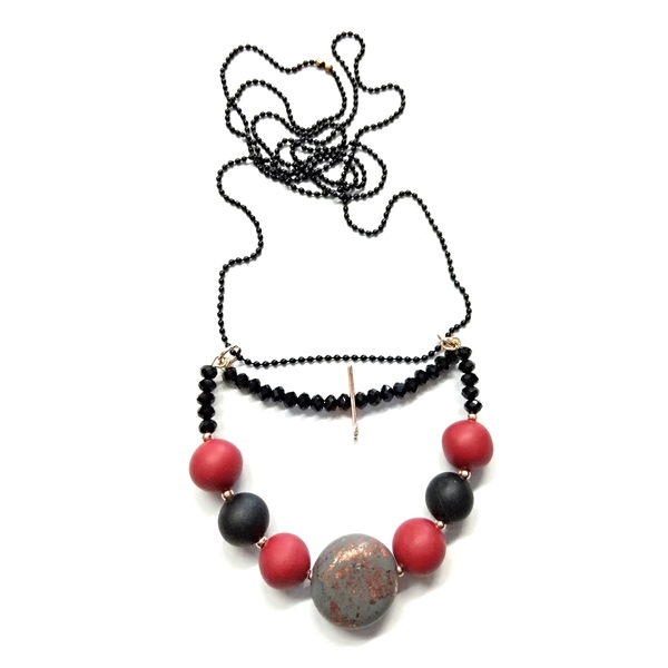 Clay necklace - ιδιαίτερο, μοντέρνο, πηλός, μακριά, Black Friday