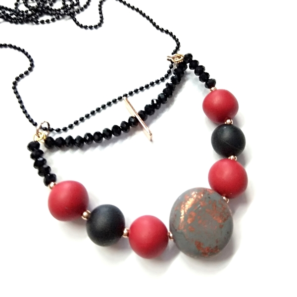 Clay necklace - ιδιαίτερο, μοντέρνο, πηλός, μακριά, Black Friday - 2