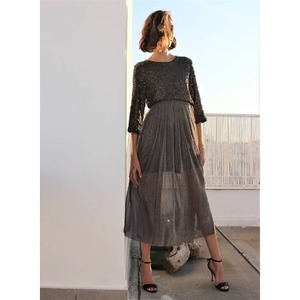 Διάφανη φούστα με ασημί και μαύρες ίνες - πολυεστέρας - 3