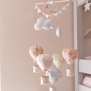 Μόμπιλε με πέντε αερόστατα σε ροζ αποχρώσεις - κορίτσι, αερόστατο, μόμπιλε, βρεφικά, δώρο γέννησης