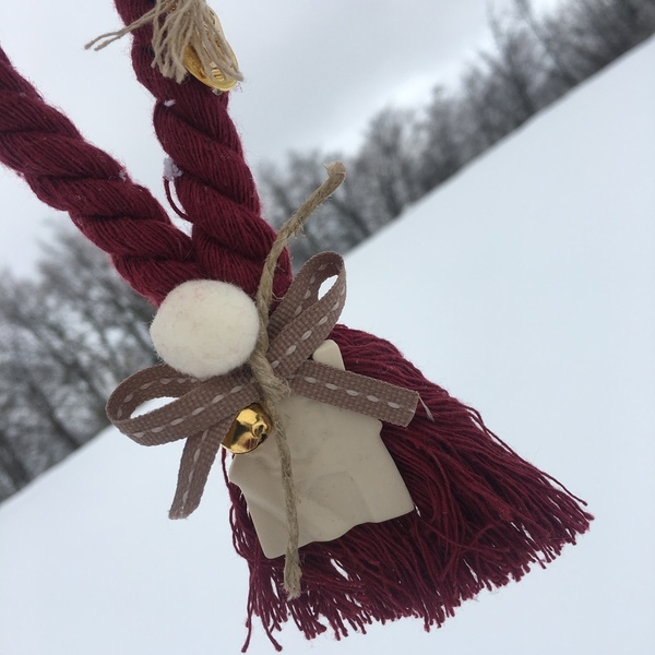 Χριστουγεννιάτικο Γούρι με Χειροποίητο Δεντράκι από πολυμερικό πηλό - σπίτι, πηλός, σπιτάκι, γούρια, δέντρο - 5