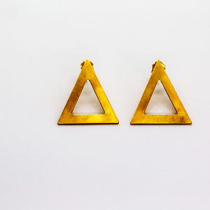 Σκουλαρίκια Τρίγωνα - επιχρυσωμένα, γεωμετρικά σχέδια, μακριά, καρφωτά, μικρά, μεγάλα σκουλαρίκια, Black Friday - 3