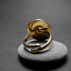 " Golden shiva-eye " - Χειροποίητο επίχρυσο δαχτυλίδι με φυσικό Ματάκι της Θάλασσας! - επιχρυσωμένα, ορείχαλκος, boho, boho, αυξομειούμενα, φθηνά - 3