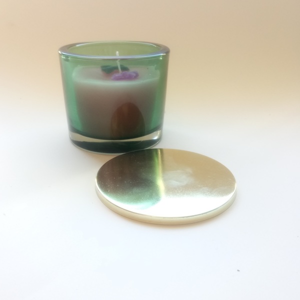 Διακοσμητικό Αρωματικό κερί σε Γυάλινο Δοχείο με Χρυσό Καπάκι - φιόγκος, αρωματικά κεριά - 3