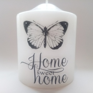 Διακοσμητικό Λευκό Κερί με Πεταλούδα - Home Sweet Home - πεταλούδα, κερί, διακοσμητικά - 3