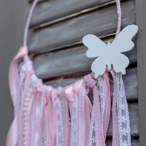 ❥ Dreamcatcher σε ροζ αποχρώσεις με πεταλουδίτσα - κορίτσι, πεταλούδα, διακοσμητικά - 2