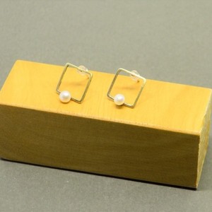 Σκουλαρίκια τετράγωνα με μαργαριταράκι - μαργαριτάρι, ορείχαλκος, καρφωτά, πέρλες, δώρα για γυναίκες - 2