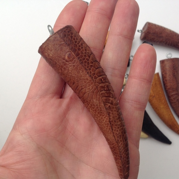 Μοτιφ "κέρατο" με επένδυση snake leather (τμχ) - animal print, υλικά κοσμημάτων - 4