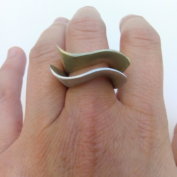 Δαχτυλίδι Κύμα ασήμι 925 - ασήμι, ασήμι 925, minimal, μεγάλα - 3