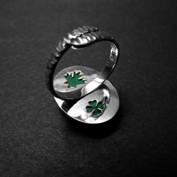 " Green Hill " - Χειροποίητο δαχτυλίδι από ασήμι 925 και Μαλαχίτη! - ασήμι, ημιπολύτιμες πέτρες, φύλλο, αυξομειούμενα - 3