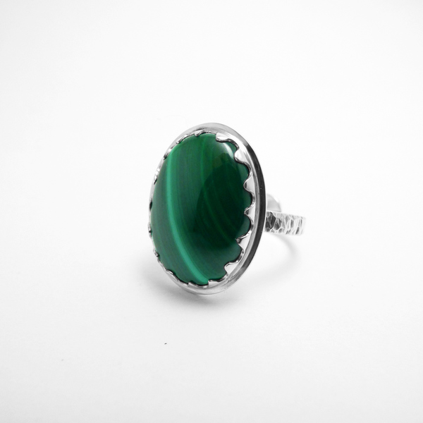 " Green Hill " - Χειροποίητο δαχτυλίδι από ασήμι 925 και Μαλαχίτη! - ασήμι, ημιπολύτιμες πέτρες, φύλλο, αυξομειούμενα