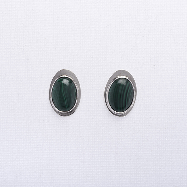 Σκουλαρίκια πράσινος αχάτης (green agate earring) - ασήμι, επάργυρα, καρφωτά