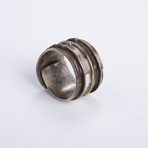 Δαχτυλίδι αντρικό σε ασήμι 925 και χρυσές αποχρώσεις - ασήμι, δαχτυλίδια, μεγάλα, αυξομειούμενα
