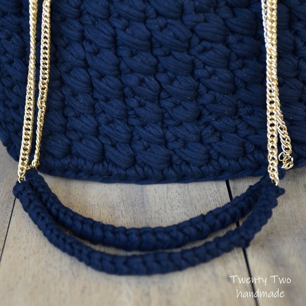 Μπλε τσάντα "Αθηνά" - ώμου, πλεκτές τσάντες - 5