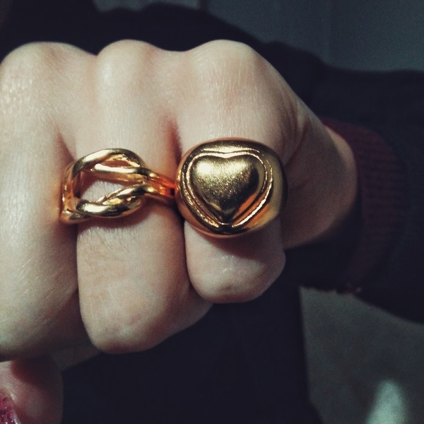 Gold plated rings - chevalier, επιχρυσωμένα, ορείχαλκος, μεγάλα, αυξομειούμενα - 2
