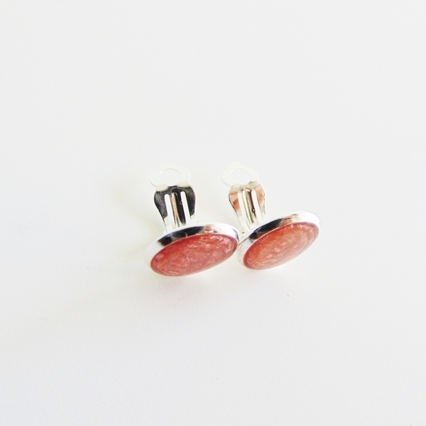 Σκουλαρίκια με κλιπ σε μαύρη και ροζ απόχρωση - ορείχαλκος, επάργυρα - 2