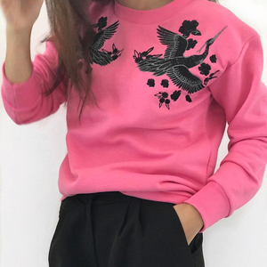 PINK CRANE SWEATSHIRT - βαμβάκι, μακρυμάνικες - 3