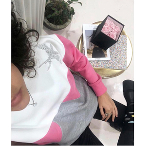 PINK COLOUR BLOCK SWEATSHIRT - βαμβάκι, μακρυμάνικες - 3