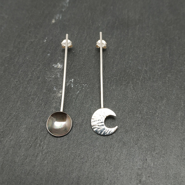 Ασημένια σκουλαρίκια - Dreamer collection - ασήμι, φεγγάρι, ελαφρύ, κρεμαστά