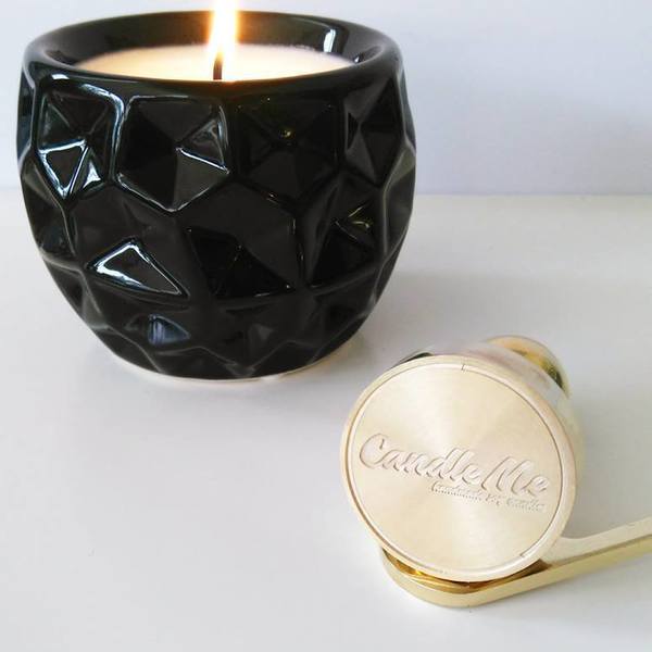 Χειροποίητο αρωματικό κερί σόγιας σε μαύρο σκαλιστό ποτήρι - αρωματικά κεριά - 2