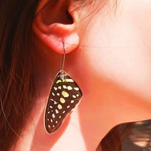 φτερά πεταλούδας/Earrings from real butterfly wings. - γυαλί, πεταλούδα, κρεμαστά, μεγάλα - 2