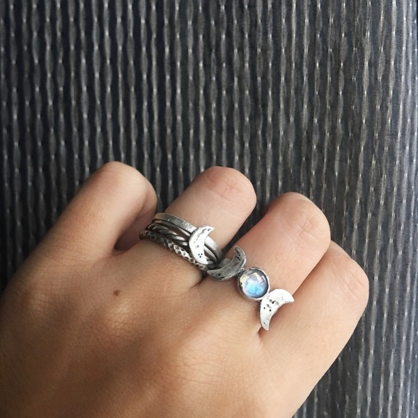 Crescent Moon Ring |Selene Collection| Χειροποίητο δαχτυλίδι, ασήμι 925, ημισέληνος, φεγγάρι, συμβολικό, χαραγμένο - ασήμι, μικρά, σταθερά - 3