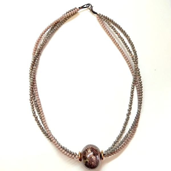 Romantic triple necklace - κεραμικό, χάντρες, romantic, κοντά - 2