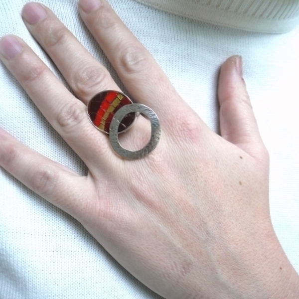 δαχτυλίδι με ψηφιδωτό - ασήμι, αυξομειούμενα - 4