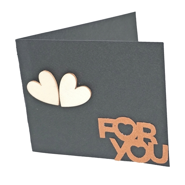 Σκουλαρίκια Καρδιές Με Κάρτα Αγίου Βαλεντίνου - ξύλο, καρδιά, κάρτα ευχών - 3