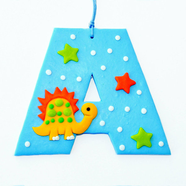 Γράμματα με δεινόσαυρους - χειροποίητα, personalised, polymer clay, διακοσμητικά, δώρα για παιδιά, αγόρι