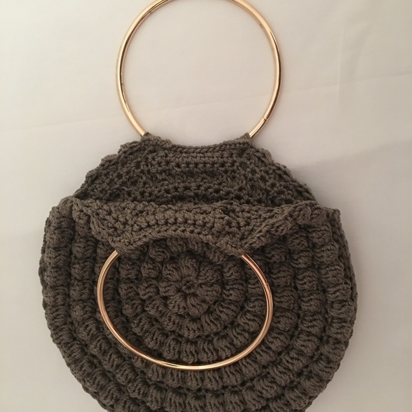 Round bobble bag - crochet, χειρός, πλεκτές τσάντες - 3