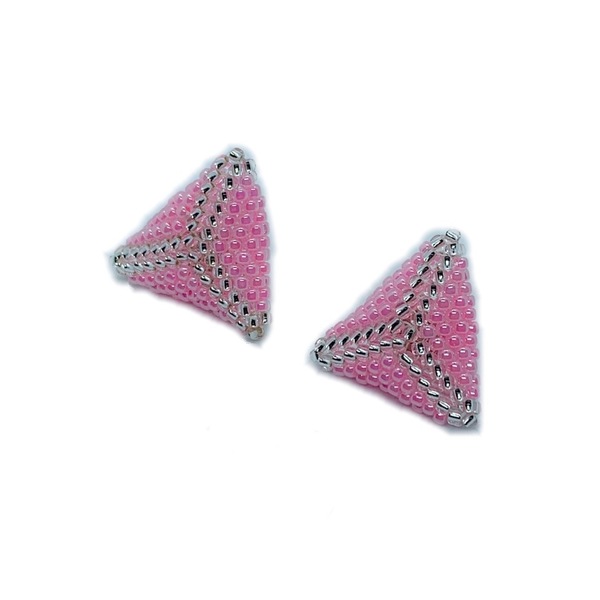 Σκουλαρίκια ροζ τρισδιάστατες πυραμίδες - καρφωτά, φθηνά