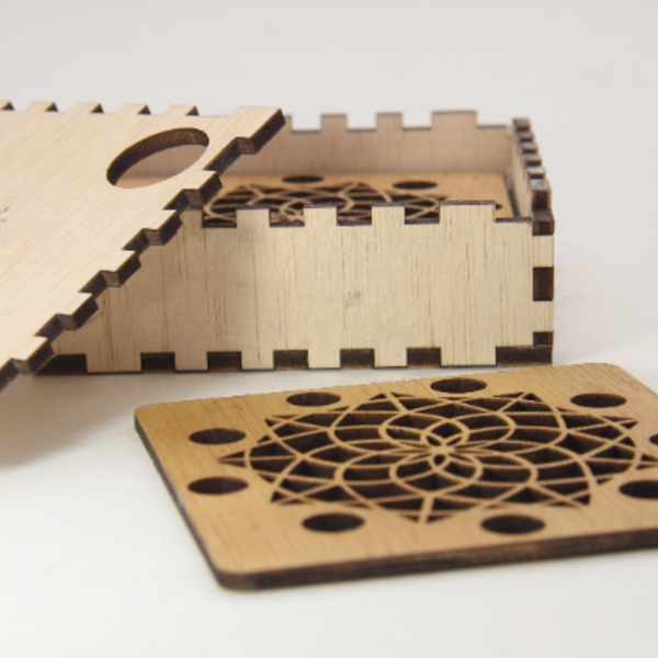 Ξύλινα laser cut σουβέρ - Flower of life Square - ξύλο, μοναδικό, είδη σερβιρίσματος, ξύλινα σουβέρ, προσωποποιημένα - 2