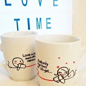 Handpainted mug Set "LOVE is.." - ζωγραφισμένα στο χέρι, ζευγάρια, δώρα αγίου βαλεντίνου, κούπες & φλυτζάνια, αγ. βαλεντίνου - 3