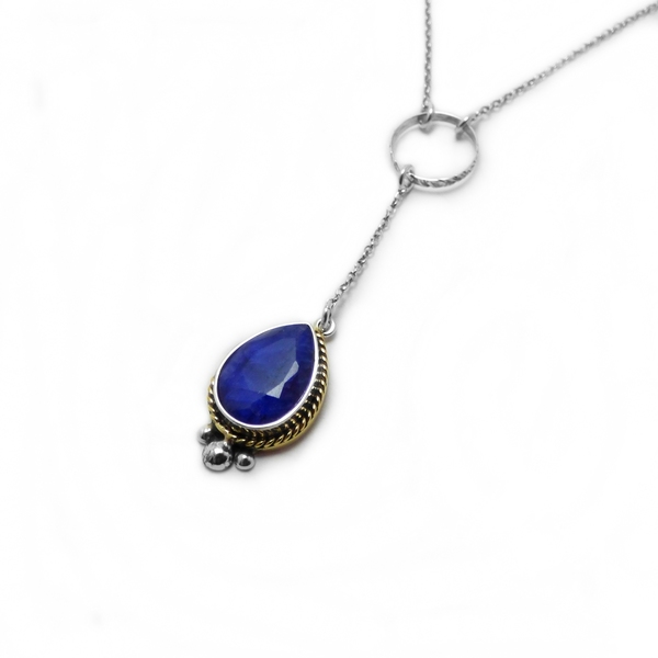 " Blue Sapphire " - Χειροποίητο μενταγιόν από ασήμι 925 και Ζαφείρι! - πέτρα, ασήμι 925, κοντά, γοργόνα