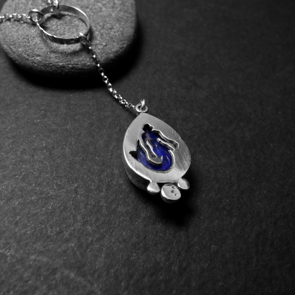 " Blue Sapphire " - Χειροποίητο μενταγιόν από ασήμι 925 και Ζαφείρι! - πέτρα, ασήμι 925, κοντά, γοργόνα - 3