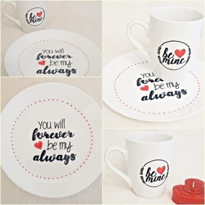 Handpainted Set "Be Mine " - ζωγραφισμένα στο χέρι, δώρα αγίου βαλεντίνου, κούπες & φλυτζάνια, αγ. βαλεντίνου - 4