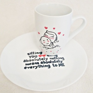 Ηandpainted Set "Sitting next to you...." - ζωγραφισμένα στο χέρι, δωράκι, κούπες & φλυτζάνια, αγ. βαλεντίνου - 2