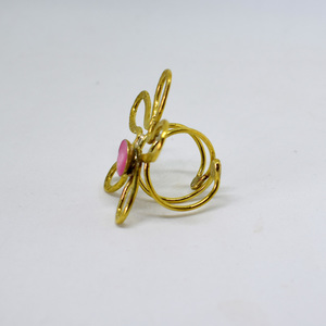 Δαχτυλίδι μαργαρίτα με ροζ σμάλτο !!!! - επιχρυσωμένα, μπρούντζος, μεγάλα, αυξομειούμενα, φθηνά - 4