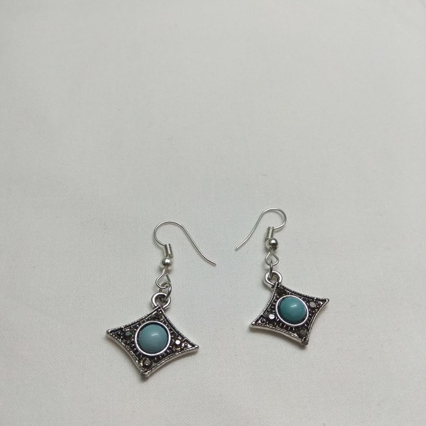Κρεμαστά σκουλαρίκια 'Blue jewel' - δώρο, χειροποίητα, κρεμαστά, δώρα για γυναίκες, φθηνά - 3