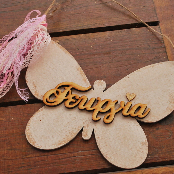 Ξύλινη πεταλούδα 30 εκ με όνομα - κορίτσι, όνομα - μονόγραμμα, πεταλούδα, personalised, διακοσμητικά, προσωποποιημένα