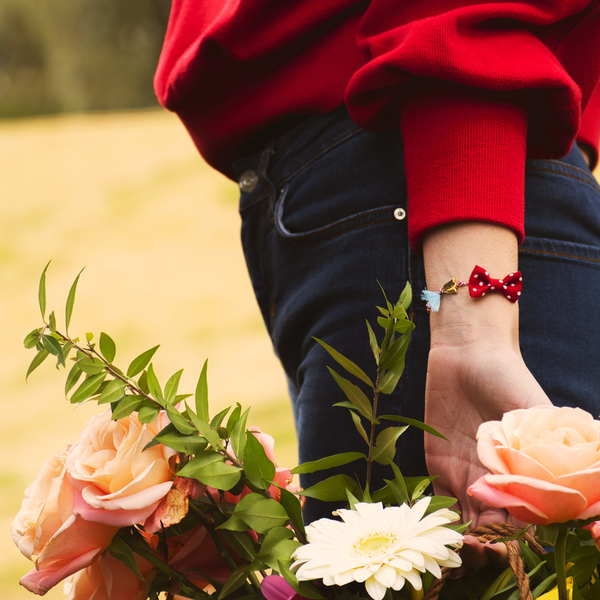 Tulip March Bracelet - φιόγκος, γυναικεία, με φούντες, λουλούδι, μαρτάκια - 2