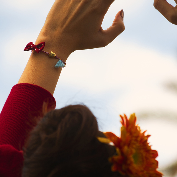 Tulip March Bracelet - φιόγκος, γυναικεία, με φούντες, λουλούδι, μαρτάκια - 3