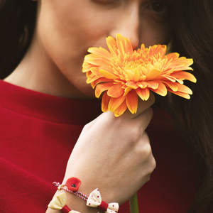 Red Poppy March Bracelet - φιόγκος, γυναικεία, πεταλούδα, μάτι, λουλούδι, μαρτάκια - 4