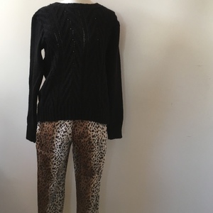 Παντελόνι crop animal print οικολογική γούνα ίσια γραμμή - animal print