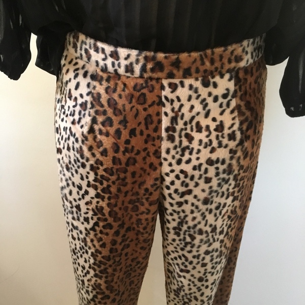 Παντελόνι crop animal print οικολογική γούνα ίσια γραμμή - animal print - 2