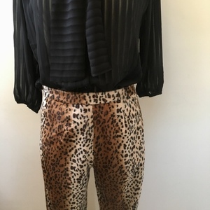 Παντελόνι crop animal print οικολογική γούνα ίσια γραμμή - animal print - 3