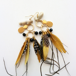 Σκουλαρίκια χειροποίητα με φτερά - γυναικεία, φτερό, μακριά, κρεμαστά