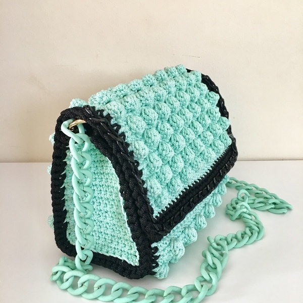 Flash sale Πλεκτή τσάντα Bobble - πολυεστέρας, ώμου, crochet, πλεκτές τσάντες, μικρές, φθηνές - 2