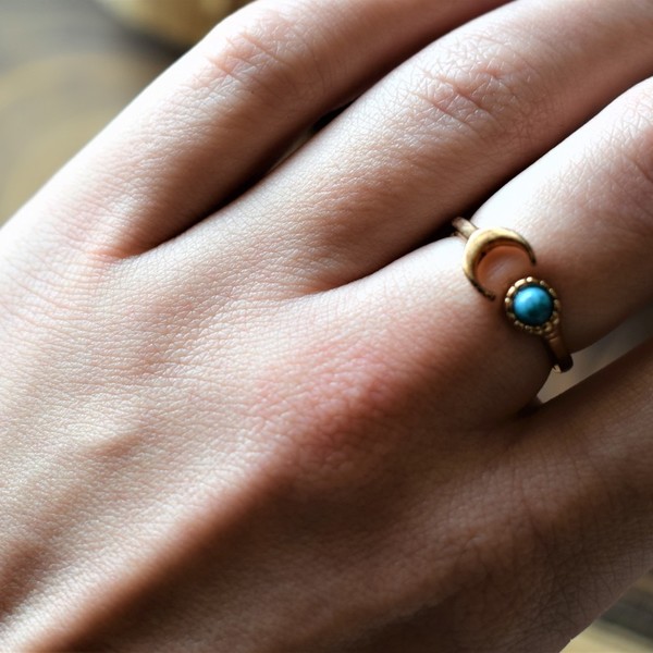 δαχτυλίδι "μισοφέγγαρο" - επιχρυσωμένα, φεγγάρι, μπρούντζος, αυξομειούμενα - 2
